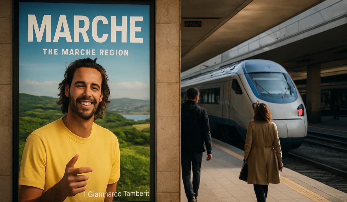 Italy Marche Region Olympics Star Tamberi Train Station Campaign 2026